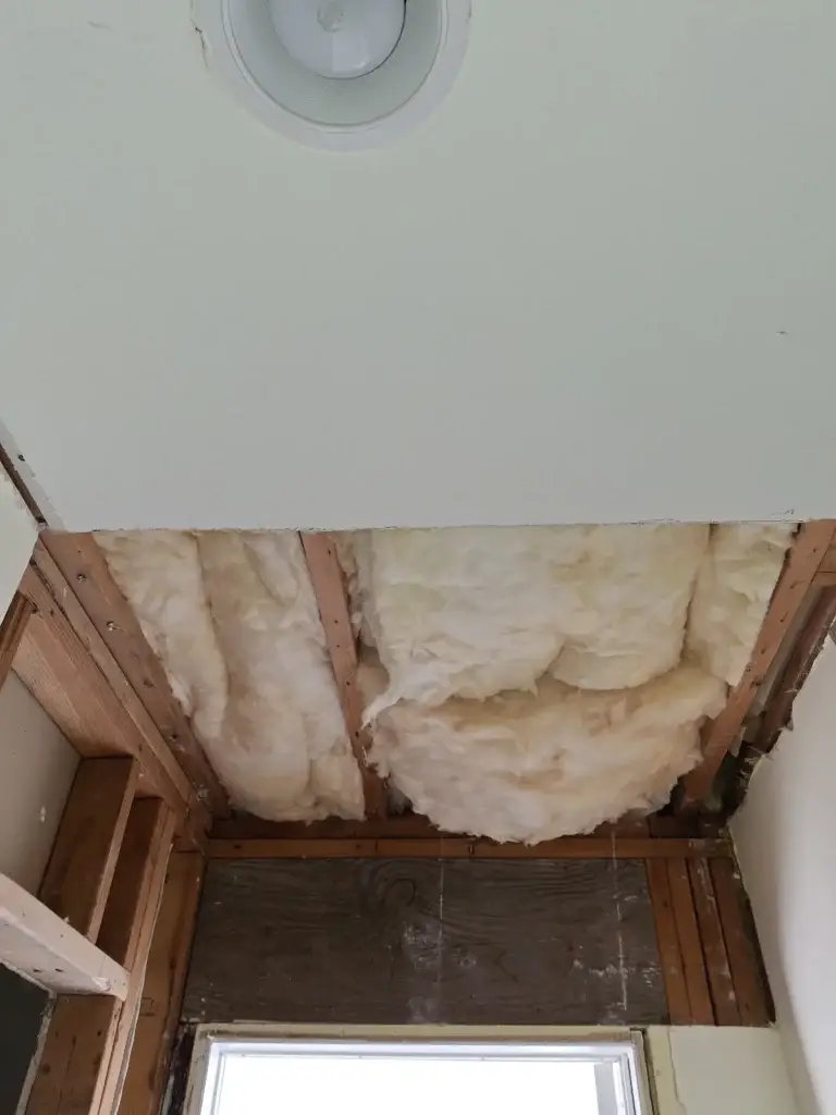 Insulated ceiling bay during rebuild