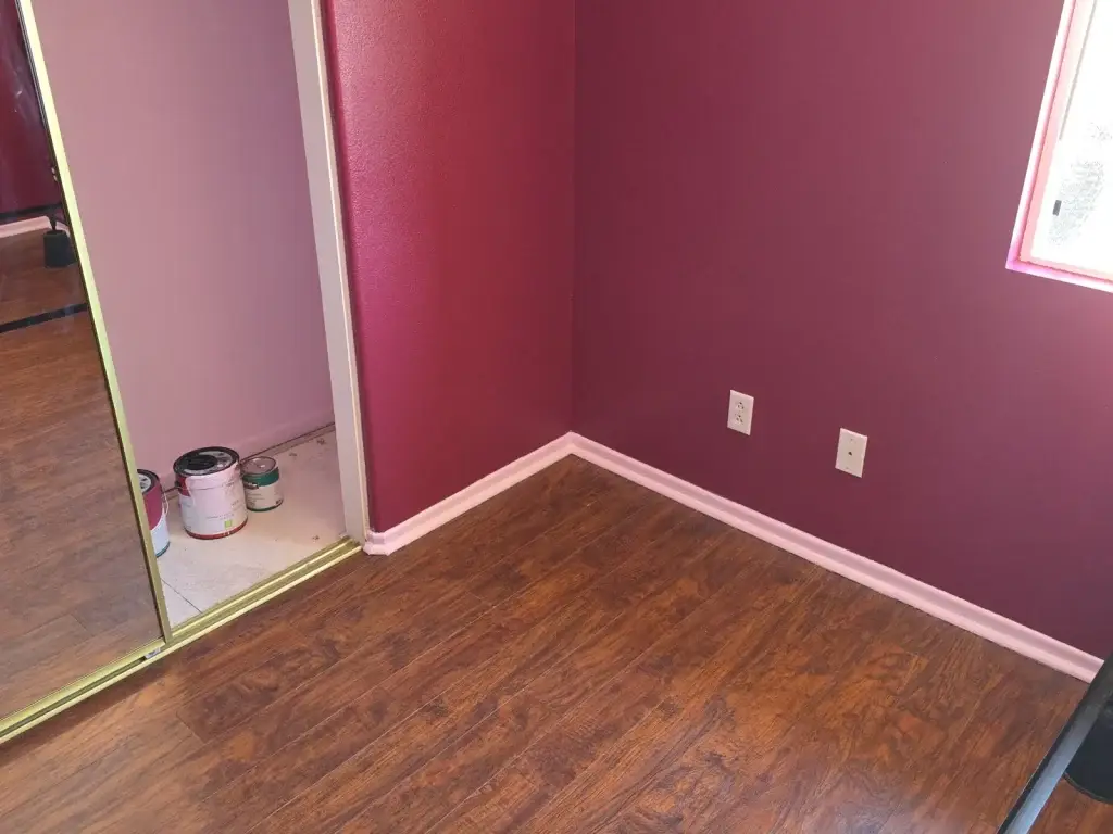 Restored painted room after flood cut repair