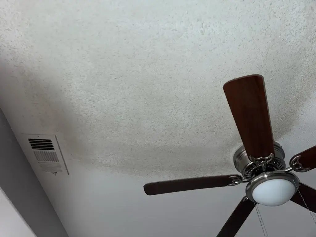 Water-damaged ceiling before repair